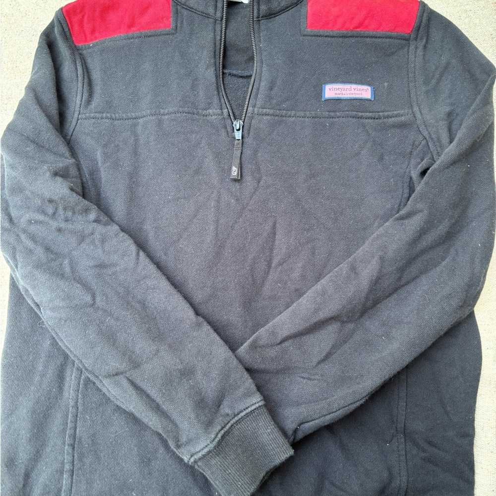 Vineyard Vines Black Pullover with Pink Logo